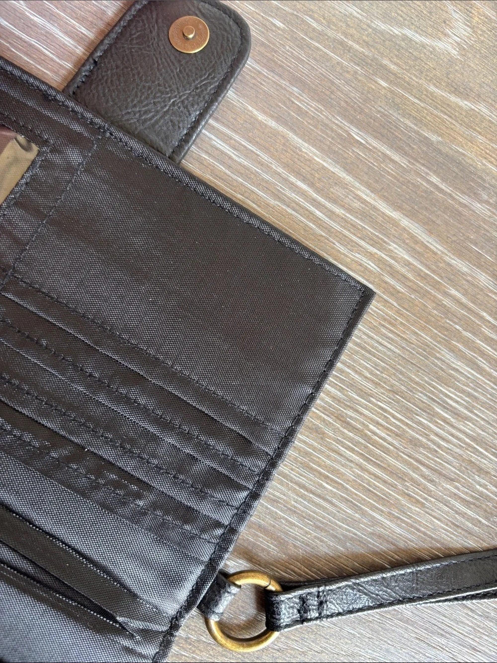 Black Leather Wristlet Clutch